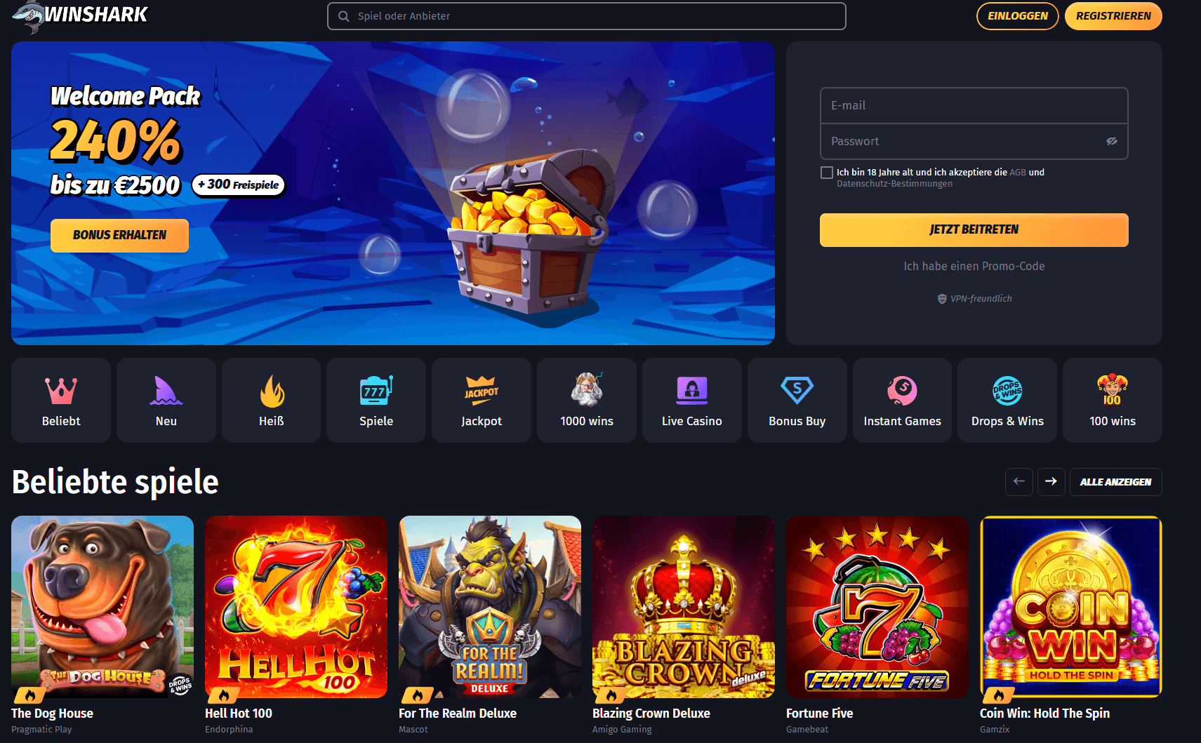 Winshark Ausländ Online Casino